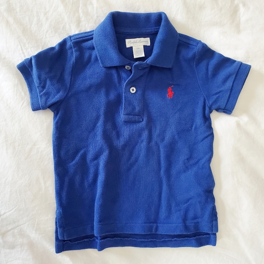 VGUC Ralph Lauren The Iconic Mesh Polo Shirt in Royal Blue- 12M baby boy - Picture 1 of 3
